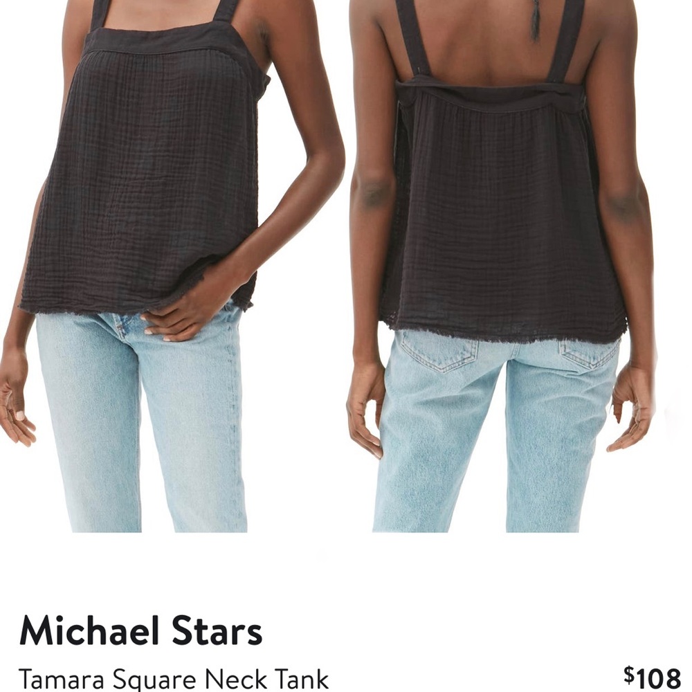 Michael Stars Tamara black gauze square neck Tank